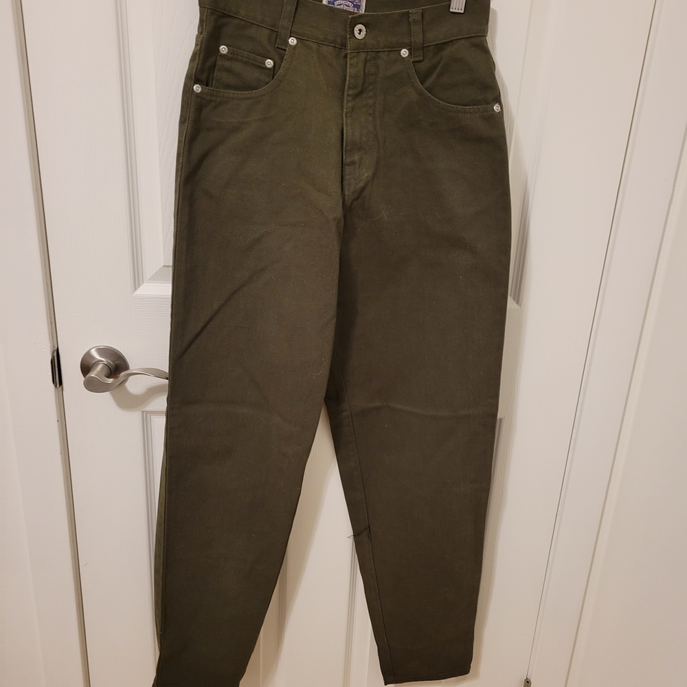 Nevada Olive Green High-Waisted Pants - Picture 1 of 7